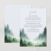 Rustieke Waterverf Green Forest Destination Weddin Informatiekaartje (Voorkant / Achterkant)