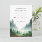 Rustieke Waterverf Green Forest Destination Weddin Kaart (Staand voorkant)