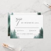 Rustieke Waterverf Green Forest Destination Weddin Kaart (Voorkant / Achterkant in situ)