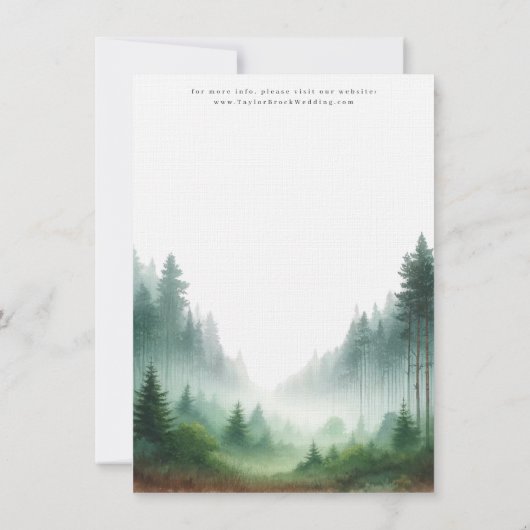 Rustieke Waterverf Green Forest Destination Weddin Save The Date (Achterkant)