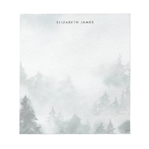 Rustieke Waterverf Green Forest gepersonaliseerd Notitieblok