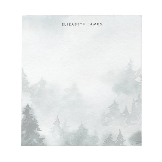 Rustieke Waterverf Green Forest gepersonaliseerd Notitieblok (Voorkant)