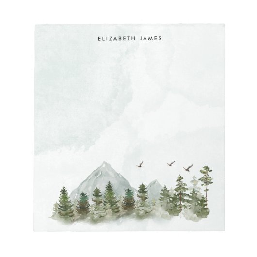 Rustieke Waterverf Green Forest gepersonaliseerd Notitieblok (Voorkant)