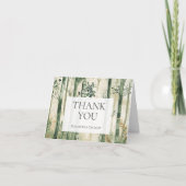 Rustieke Waterverf Green Gold Woodland bruiloft Bedankkaart (Voorkant)