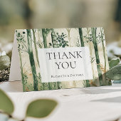 Rustieke Waterverf Green Gold Woodland bruiloft Bedankkaart