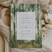 Rustieke Waterverf Green Gold Woodland bruiloft Kaart