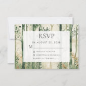Rustieke Waterverf Green Gold Woodland RSVP Kaartje (Voorkant)