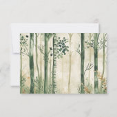 Rustieke Waterverf Green Gold Woodland RSVP Kaartje (Achterkant)