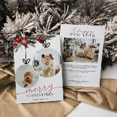 Rustieke Waterverf Greenery Familiefoto Feestdagenkaart