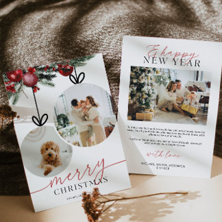 Rustieke Waterverf Greenery Familiefoto Feestdagenkaart