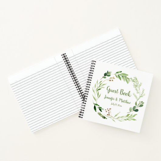 Rustieke Waterverf Greenery Wreath Gastboek Notitieboek (Binnen)