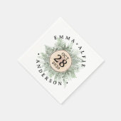 Rustieke Waterverf groen bloemenhout bruiloft Servet (Hoek)