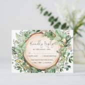 Rustieke Waterverf groen bos bruiloft RSVP Kaart (Staand voorkant)
