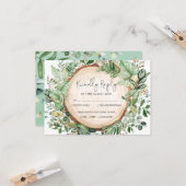 Rustieke Waterverf groen bos bruiloft RSVP Kaart (Voorkant / Achterkant in situ)
