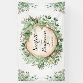 Rustieke Waterverf groen bruiloft bruidsfeest Spandoek (Verticaal)