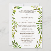 Rustieke Waterverf groen bruiloft uitnodiging Kaar (Voorkant)