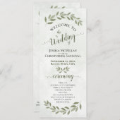 Rustieke Waterverf Groen Elegant Salie Bruiloft Programmakaart (Voorkant / Achterkant)