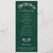 Rustieke Waterverf groen Elegant smaragd bruiloft Programmakaart (Achterkant)