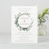 Rustieke Waterverf Groen Foliage Wreath Verloving Kaart (Staand voorkant)