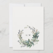 Rustieke Waterverf Groen Foliage Wreath Verloving Kaart (Achterkant)