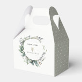Rustieke Waterverf Groen gebladerte krans bruiloft Bedankdoosjes (Achterkant)