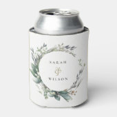 Rustieke Waterverf Groen gebladerte krans bruiloft Blikjeskoeler (Blikje Voorkant)