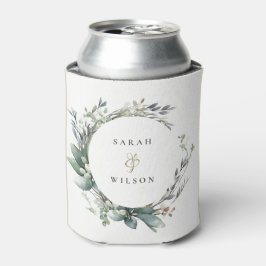 Rustieke Waterverf Groen gebladerte krans bruiloft Blikjeskoeler