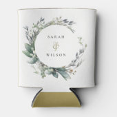 Rustieke Waterverf Groen gebladerte krans bruiloft Blikjeskoeler (Voorkant)