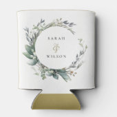 Rustieke Waterverf Groen gebladerte krans bruiloft Blikjeskoeler (Achterkant)