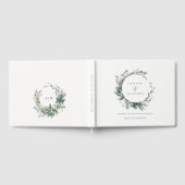 Rustieke Waterverf Groen gebladerte krans bruiloft Gastenboek (Volledig)