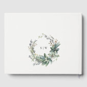 Rustieke Waterverf Groen gebladerte krans bruiloft Gastenboek (Achterkant)