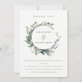 Rustieke Waterverf Groen gebladerte krans bruiloft Kaart (Voorkant)