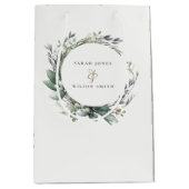 Rustieke Waterverf Groen gebladerte krans bruiloft Medium Cadeauzakje (Voorkant)