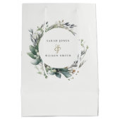 Rustieke Waterverf Groen gebladerte krans bruiloft Medium Cadeauzakje (Achterkant)