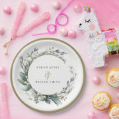 Rustieke Waterverf Groen gebladerte krans bruiloft Papieren Bordje (Feest)