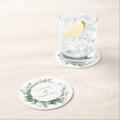 Rustieke Waterverf Groen gebladerte krans bruiloft Ronde Kartonnen Onderzetter (Insitu)