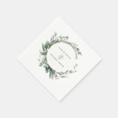 Rustieke Waterverf Groen gebladerte krans bruiloft Servet (Hoek)