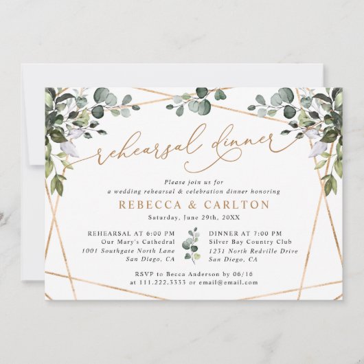 Rustieke Waterverf Groen Goud Proefavond Eten Kaart (Voorkant)