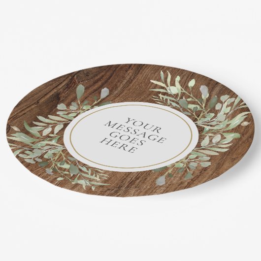 Rustieke Waterverf groen laat feest Papieren Bordje (Gekanteld)