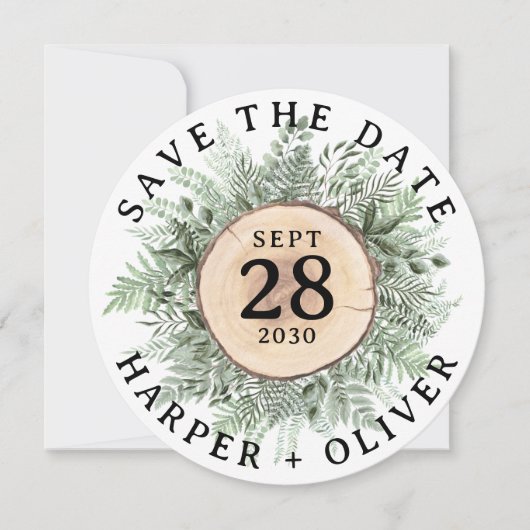 Rustieke Waterverf groen opslaan van de datum brui Kaart (Voorkant)