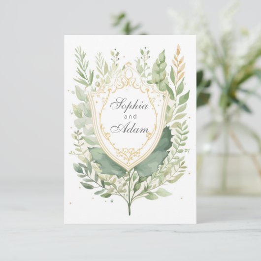 Rustieke Waterverf groen opslaan van de datum Kaar Save The Date (Staand voorkant)