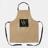 Rustieke Waterverf Groen Zwart Goud Monogram Schort (Voorkant)