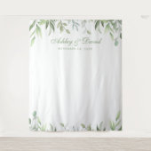 Rustieke Waterverf Groene Bloem Foto Achtergrond Wandkleed (Voorkant)