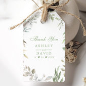 Rustieke Waterverf Groene Bloemen Dank U Favor Cadeaulabel