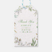 Rustieke Waterverf Groene Bloemen Dank U Favor Cadeaulabel (Voorkant)