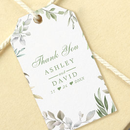 Rustieke Waterverf Groene Bloemige Bedank Favor Cadeaulabel