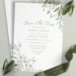 Rustieke Waterverf Groene Bloemige Bewaar De Datum Save The Date
