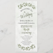 Rustieke Waterverf Groene Elegante Salie Bruiloft Programmakaart (Voorkant)