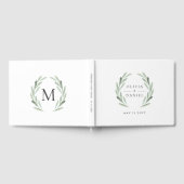 Rustieke Waterverf Groene Krans Eenvoudige Huwelij Gastenboek (Volledig)