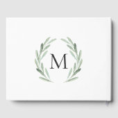 Rustieke Waterverf Groene Krans Eenvoudige Huwelij Gastenboek (Achterkant)